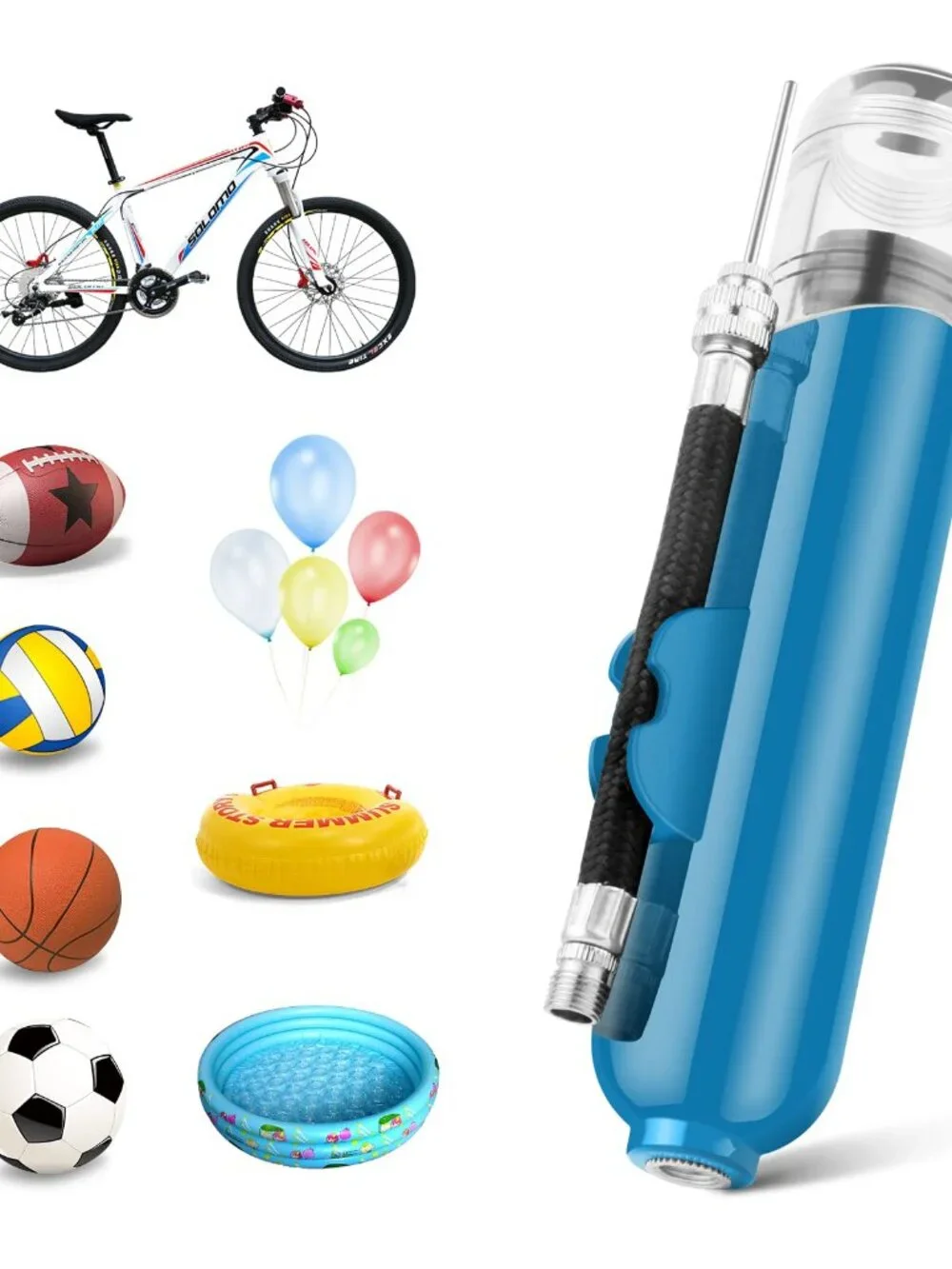 BROTOU Ball Pump, Dual Action Inflate Air Pump with 3 Needles and 2 Nozzles for